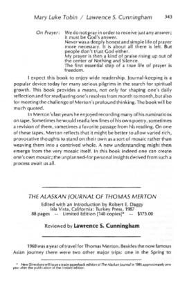 THE ALASKAN JOURNAL OF THOMAS MERTON