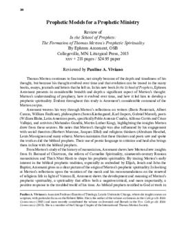 Review [SEASONAL] by (Viviano, Pauline A.) of In the School of Prophets: The Formation of Tho.. in The Merton Seasonal 41.1 (Spring 20...