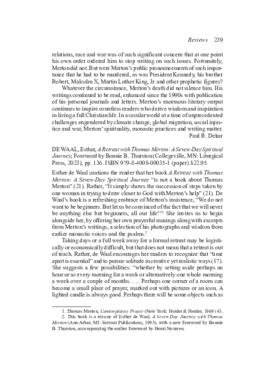 Review [ANNUAL] by (Emma McDonald Kennedy.) of A Retreat with Thomas Merton: A Seven-Day Spiritual Journey in Merton Annual 37 (2024): 239-241.