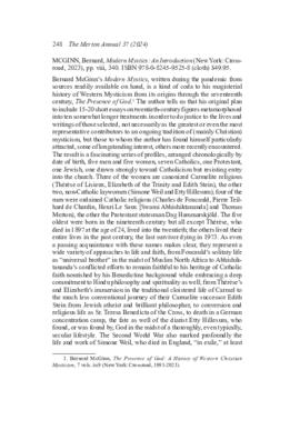 Review [ANNUAL] by (O'Connell, Patrick F.) of Modern Mystics: An Introduction.. in The Merton Annual 37 (2024): 248-253.