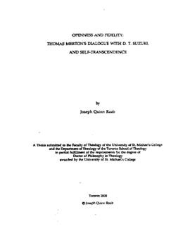 "Openness and Fidelity: Thomas Merton's Dialogue with D.T. Suzuki, and Self-Transcendence." (Raab, Joseph Quinn: 2000)